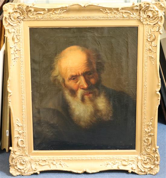 19th century French School Portrait of a bearded man, 24 x 20in.